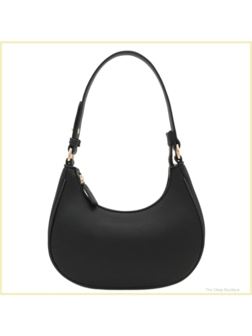 Small Crescent Shoulder Bag PU Leather Zipper Underarm Purse